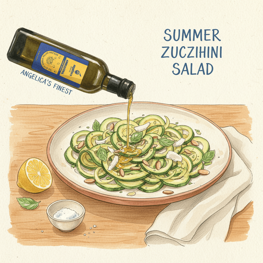 Shaved Zucchini Salad with Mint, Almonds, and Arbequina EVOO